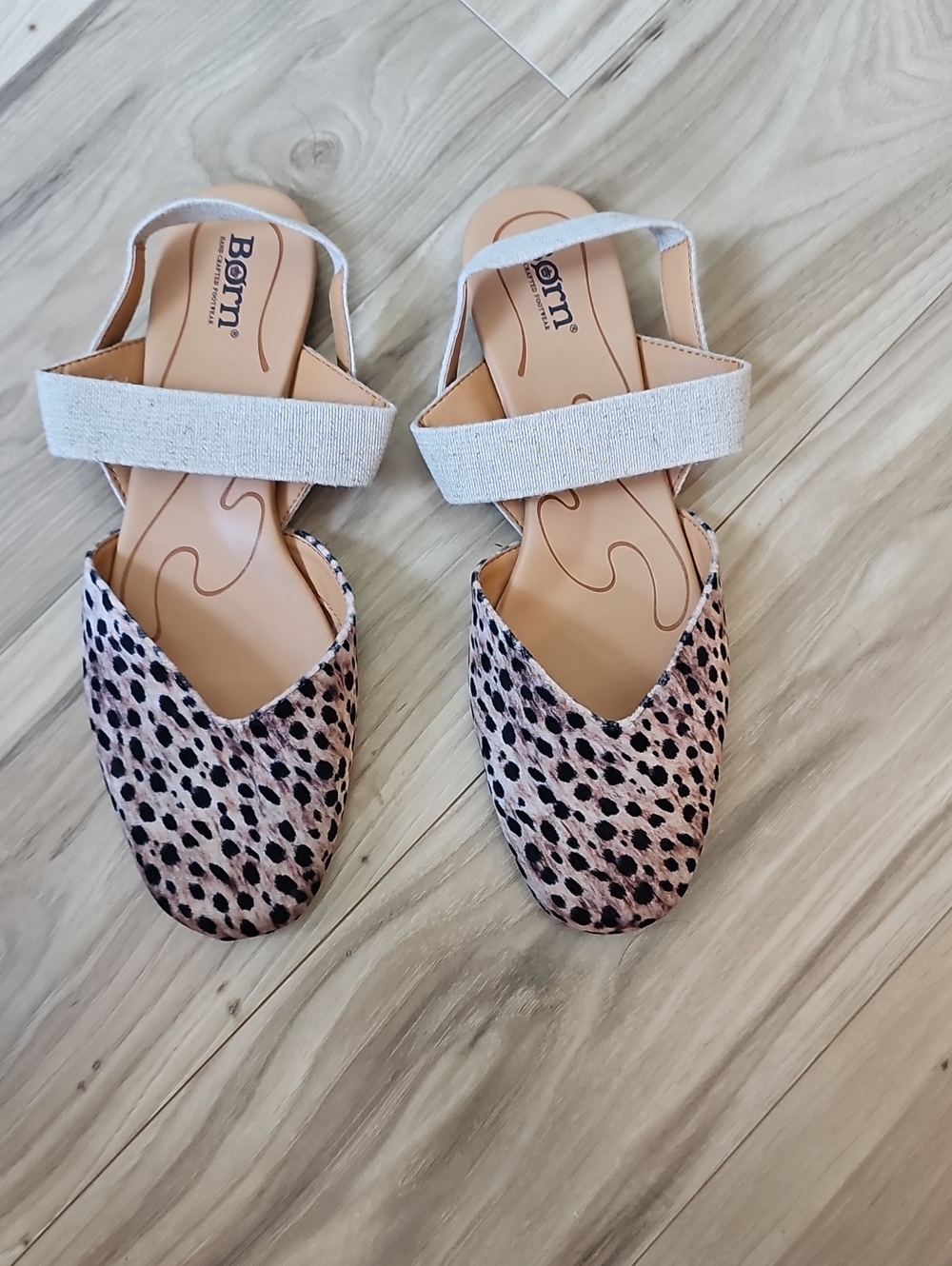Born Pink Leopard Print Slingback Flats with Neutral Strap
